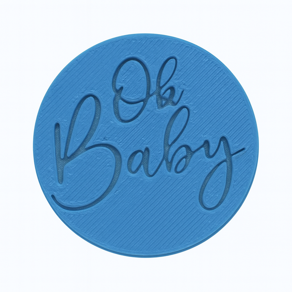 Oh Baby Deboss Fondant Stamp - 3D Printed - Blue (6 cm)