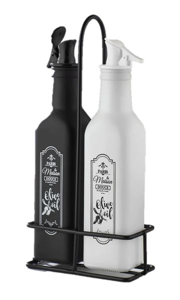 Hane - Paris 250ml Oil And Vinegar Bottle Dispenser With Metal Rack
