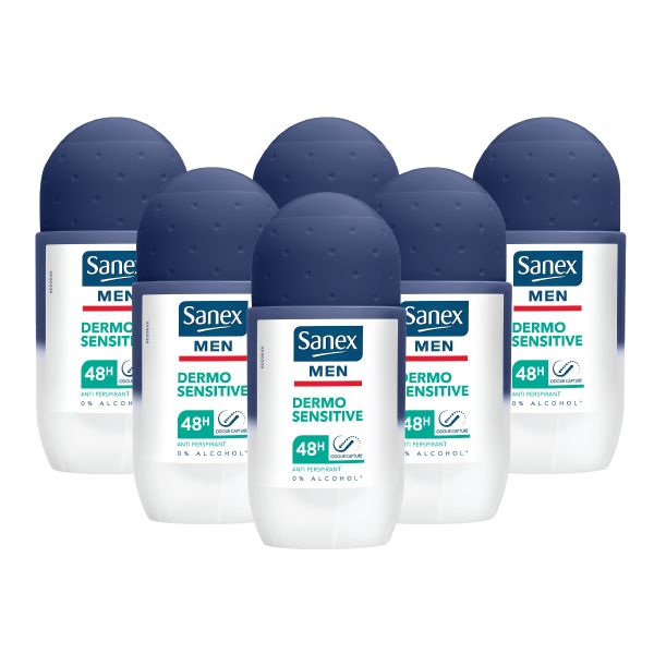 Sanex Men Dermo Sensitive Antiperspirant Roll On - 6 X 50ml