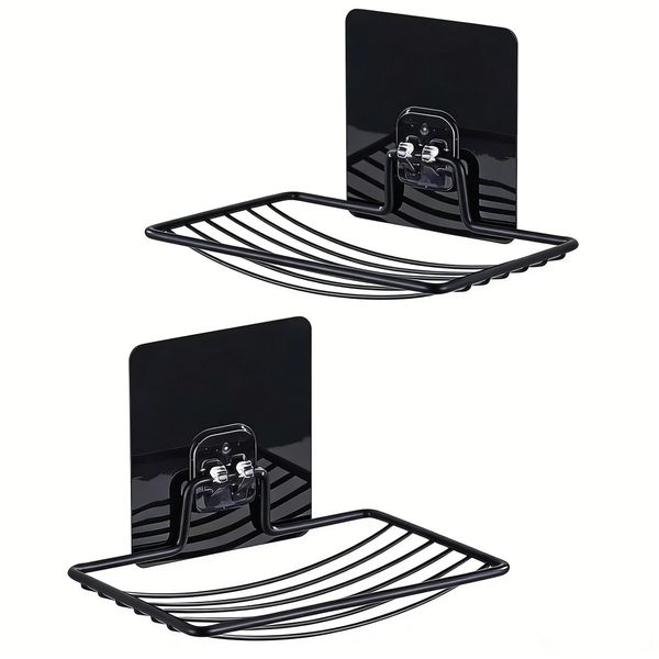 Steel No Drill Soap Dish Wall Mounted Drain Rack