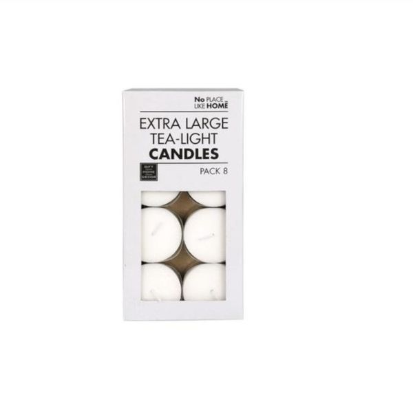 White &amp; Silver Wax Tea Light Candle - 8 Pack