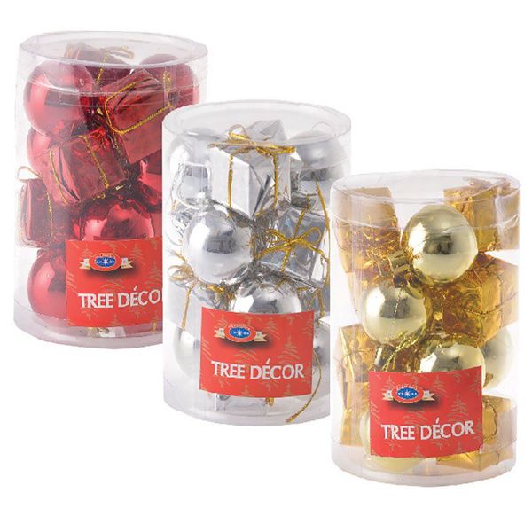 Christmas Tree Ornaments Baubles Decor (3.3cm) 16pcs (Pack of 3)