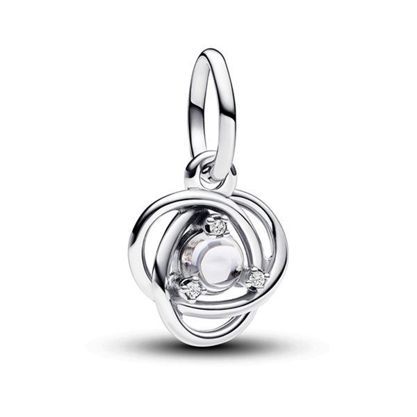 925 Sterling Silver Zircon Abstract Bracelet Charm - Pendant