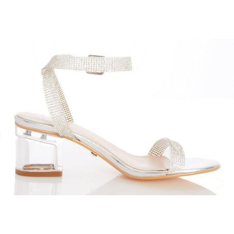 Quiz silver hot sale block heels