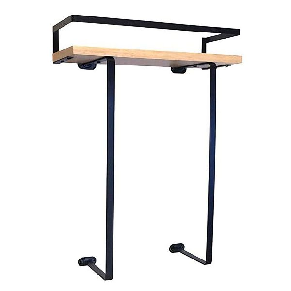 Wall Mounted Towel Rack Bathroom Organizer with Wooden Floating Shelf