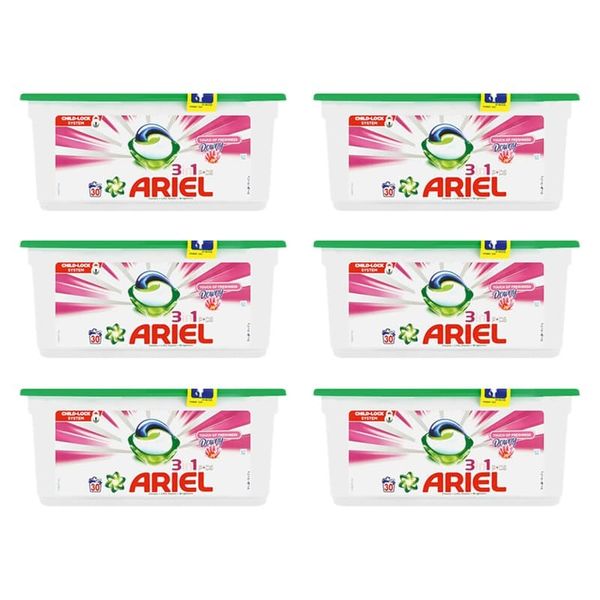 Ariel 3-in-1 Power Capsules - Touch of Downy - (6 x 30 Pods)