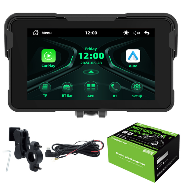 5" Motorcycle CarPlay Navigator - Wireless, IP67 Waterproof