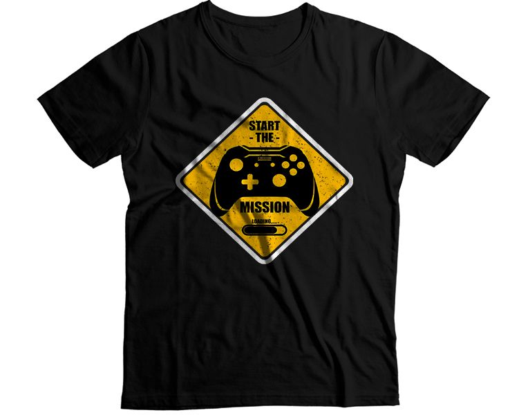 Start The Mission Short Sleeve Crew Neck Gamer Tee - 100% Cotton