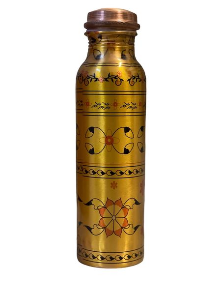Pure Copper Egypt Flower print 100% Water Bottle 1 Litter