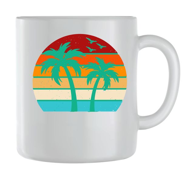 Two Palms Coffee Mugs for Men Women Trendy Surfing Graphic Cups Present 095