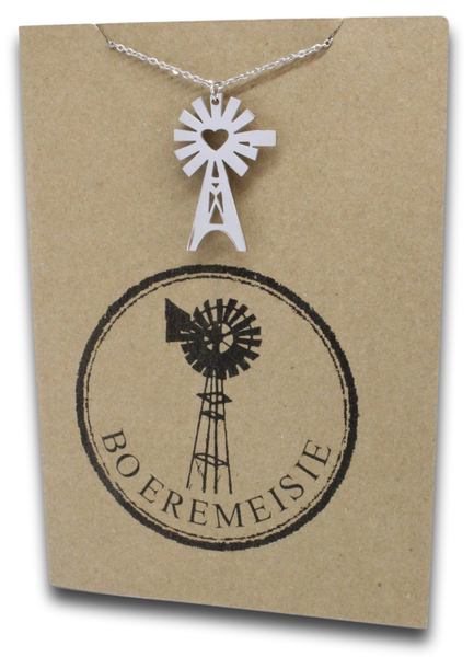 Stainless Steel Necklace On Message Card - Windmill-