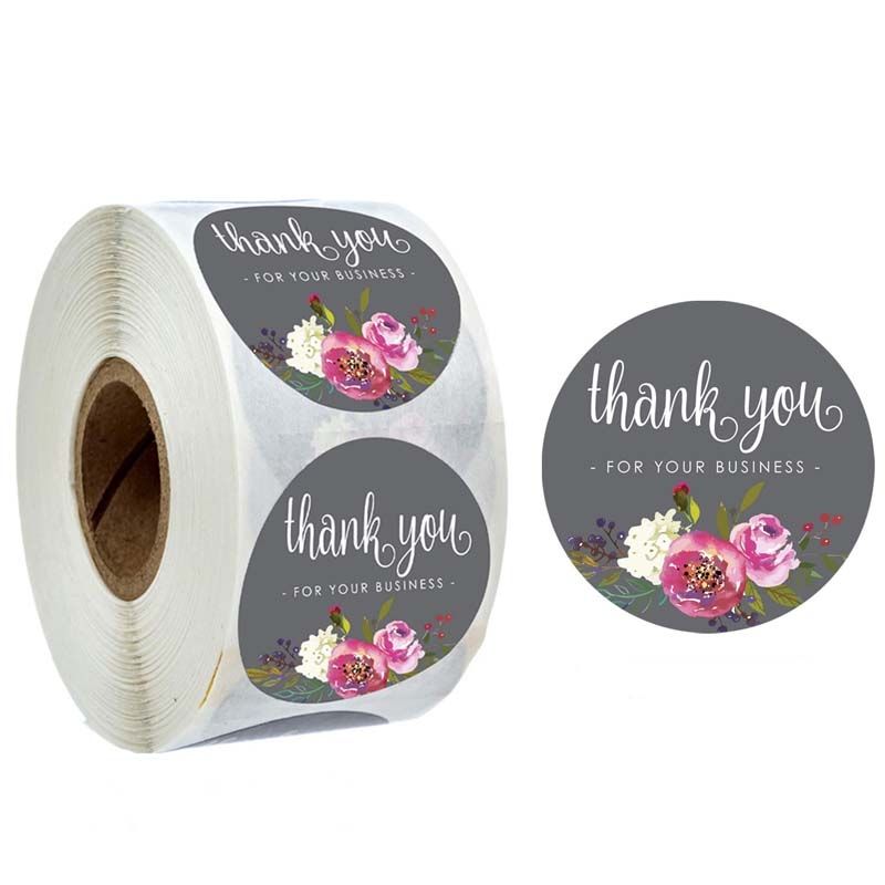 Thank You for Your Business Stickers (Grey Flowers) | Shop Today. Get ...