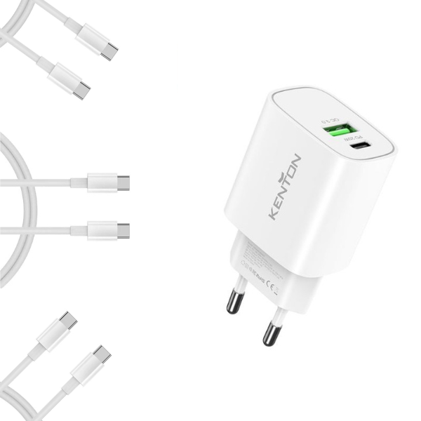 KENTON Type-C to Type-C Charger Cables + Fast Wall Charger Bundle