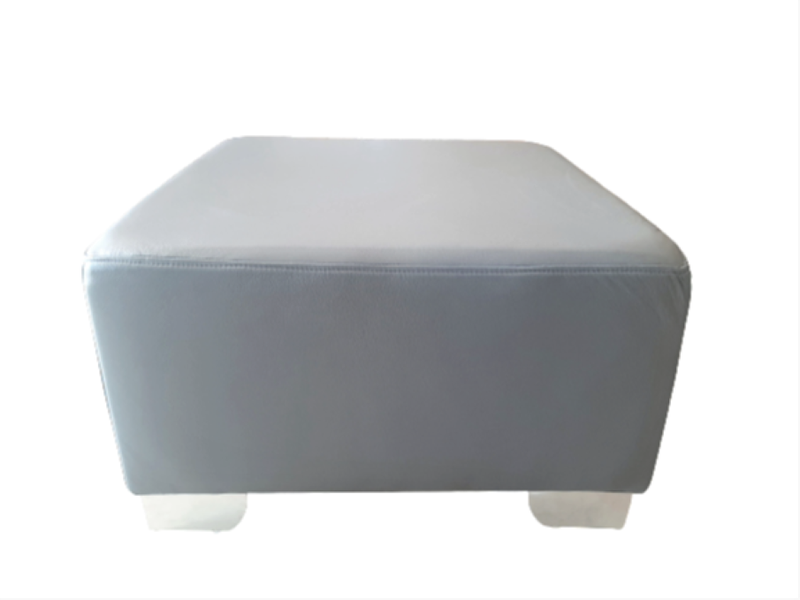 True Radiance - San Francisco Ottoman - Grey leather -72x72x35cm