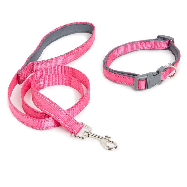 Wiggle Dog Collar with Leash - Pink
