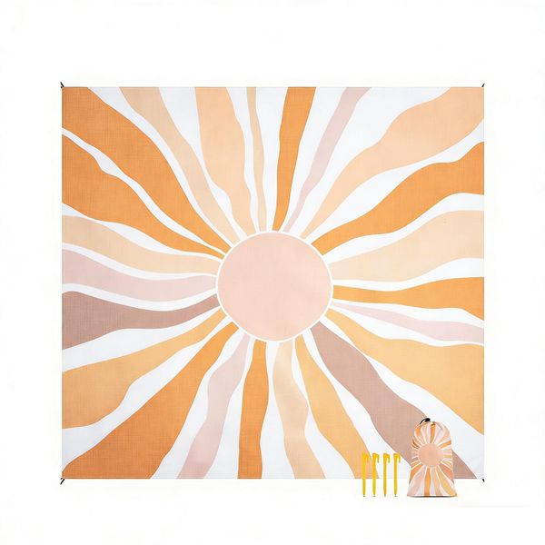 82.6 X 78.8 Inches Portable Beach Mat with Sunflower Pattern