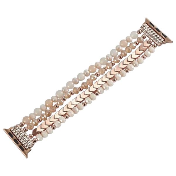 Stretchable Band With Elegant Beaded Design for Apple Watch - Rose Gold