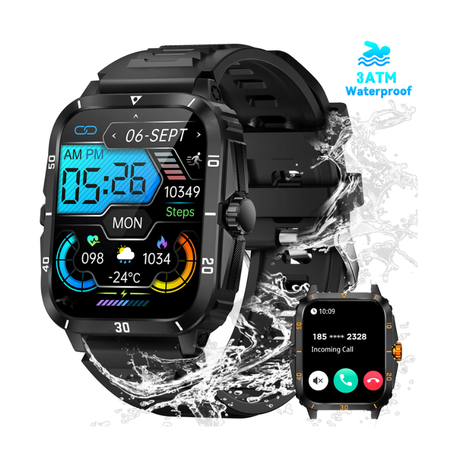 KT71 Waterproof Smart Watch With A Crystal Clear HD Square Screen Black Shop Today. Get it Tomorrow takealot