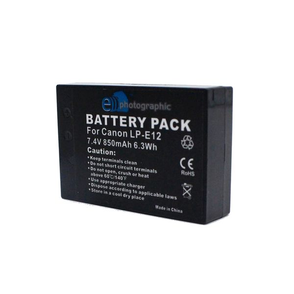 E Photographic LP-E12 Replacement 850mAh Lithium Battery for Canon Cameras