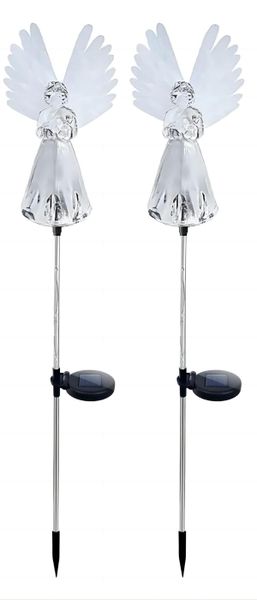 2 Pack Solar Powered Angel for Cemetery Decorations, Garden Stake Light