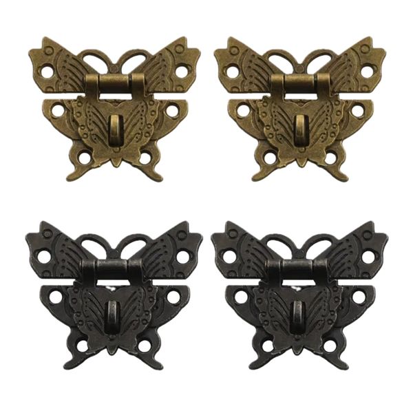 Decor Vintage Butterfly Shaped Hasp Latch Lock Set Of 4 (5cm)