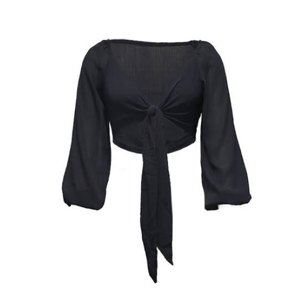 Black Bow Detail Puff Sleeve Top | Shop Today. Get it Tomorrow ...