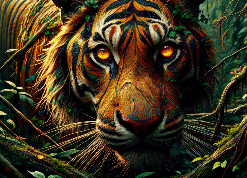 Modern Canvas Wall Art Home Decor- Fire Tiger