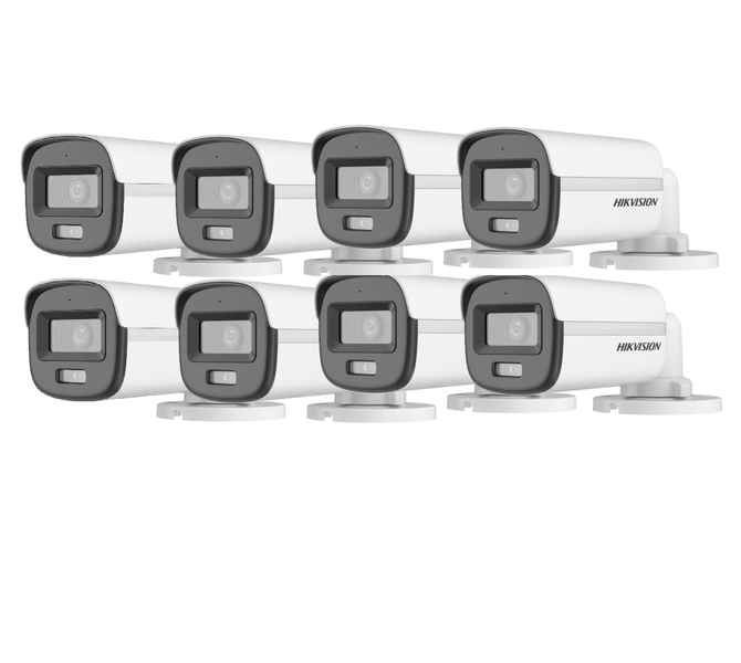 Hikvision 24/7 Color Metal Bullet | Smart Hybrid Light &amp; Audio | 8 Pack