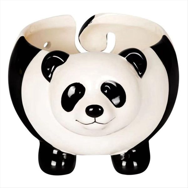 Panda Shape Yarn Bowl Knitting Wool Storage Basket Round With Holes