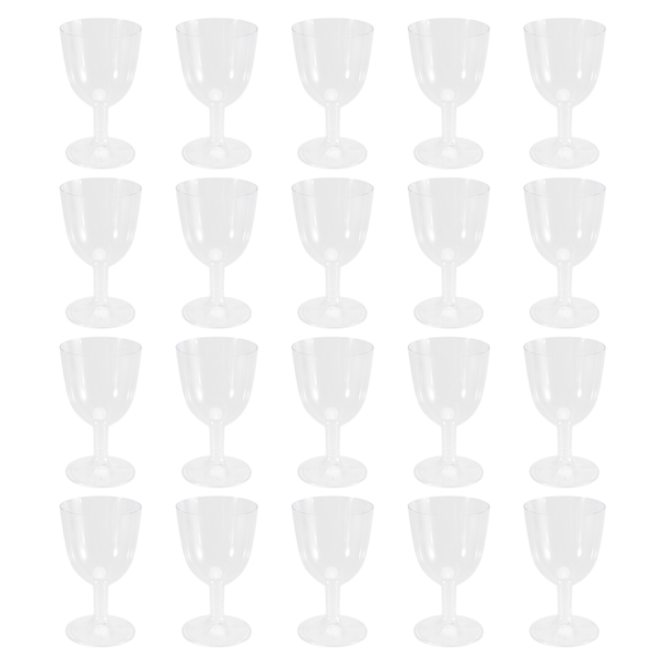 Clear Plastic Wine Glass Recyclable - Shatterproof Wine Goblet 20 Piece