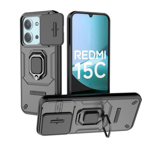 Phone Case Compatible With Redmi 15C 4G/5G Window Pushing Ring Case