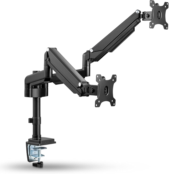 Dual Monitor Desk Mount, Universal Gas Spring Adjustable Angle Height