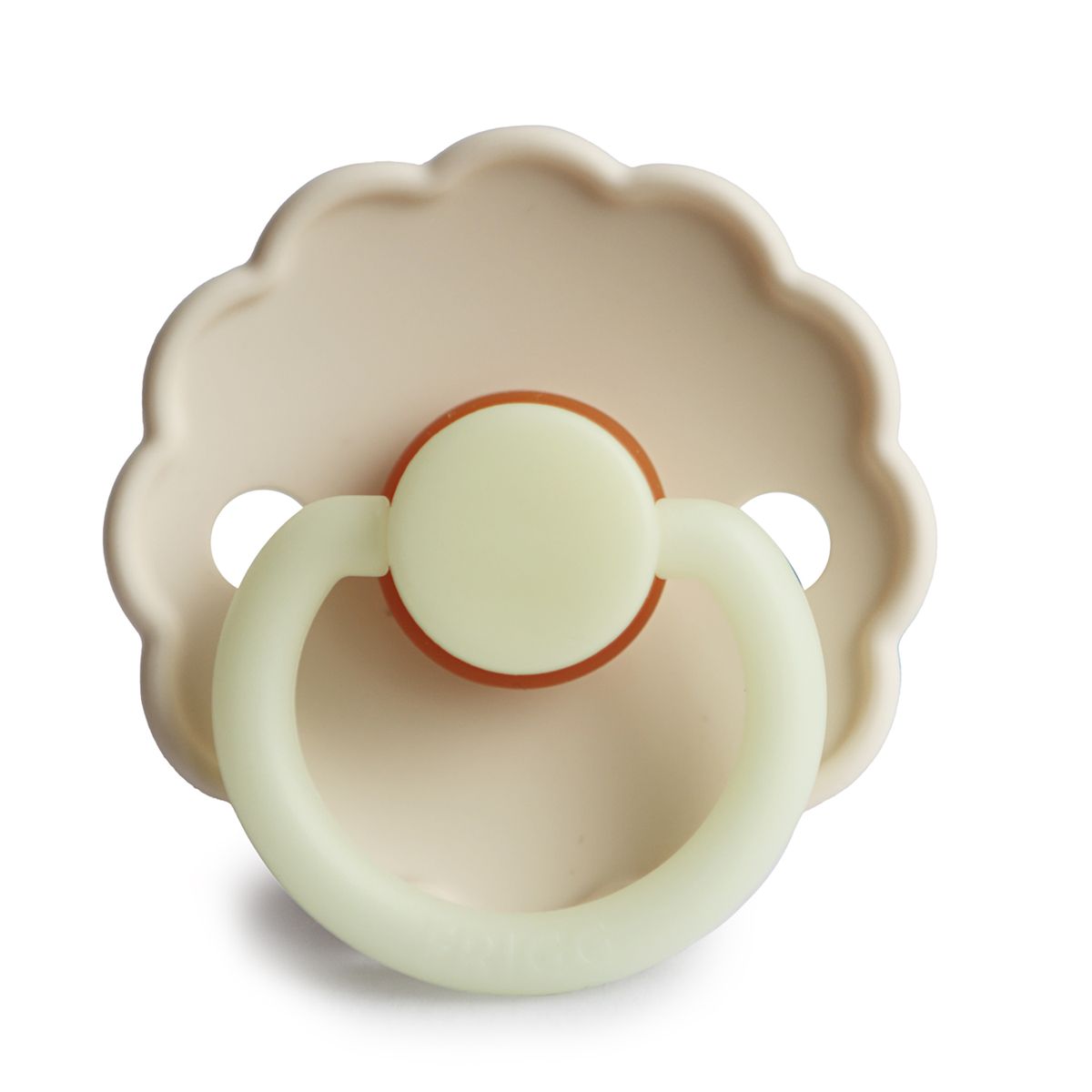 FRIGG 100 Natural Latex Glow in the Dark Daisy Pacifier Size 1
