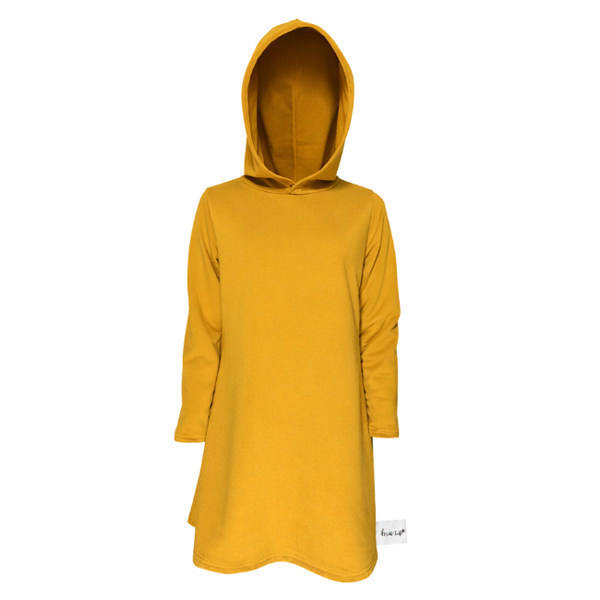 Toddler/Kids - Hooded Dress - Knee Length/Long Sleeve - Mustard