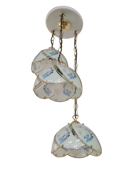Vintage Multi-Tier Glass Pendants with Chain Suspensions