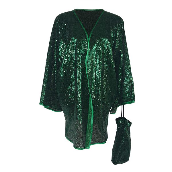 Green Sequins Kimono with Matching Bag