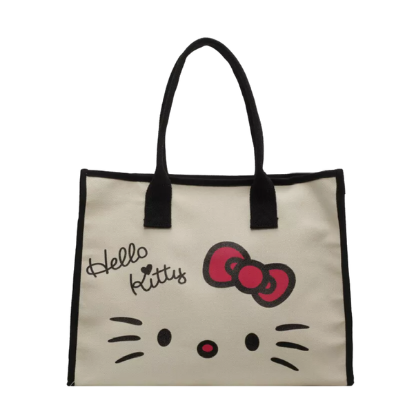 Cute Kawaii Hello Kitty White Large Capacity Canvas Shopper Tote Bag