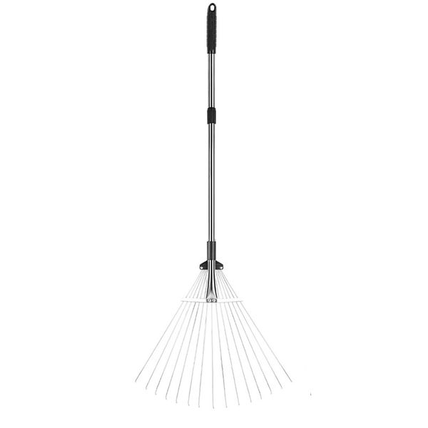 Adjustable Metal-Leaf Rake with Telescopic Handle - Lawn &amp; Garden Tool