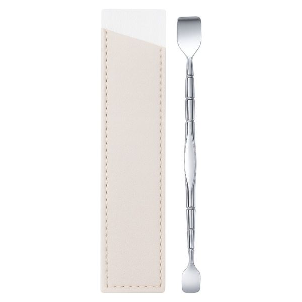 Double-Headed Stainless Steel Blackhead Scraper with Leather Case - Silver