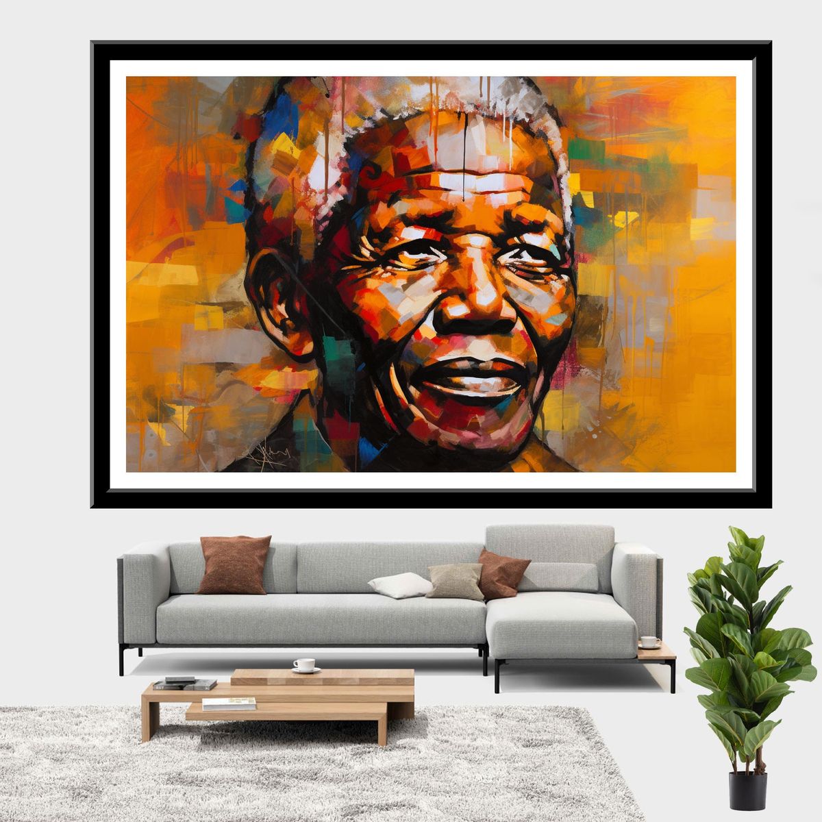 Wall Art Unframed Through Abstract Shapes Warm Colors This Artwo 