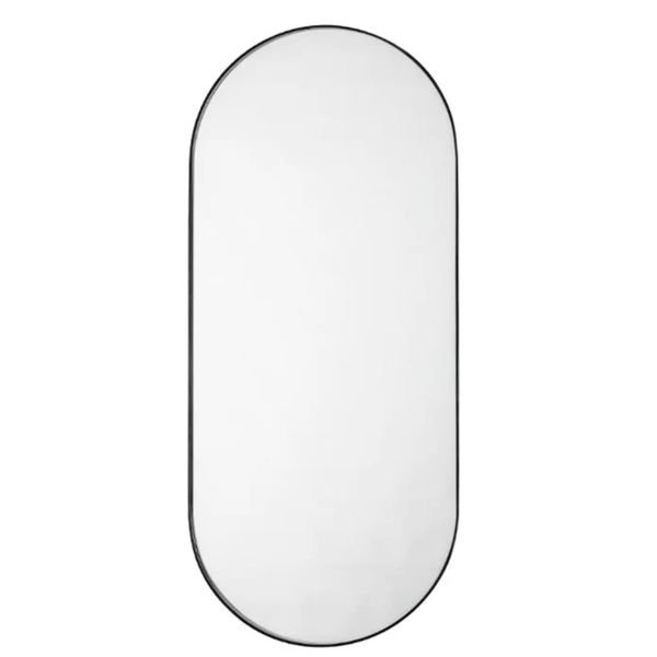 Sleek Black Framed Pill Mirror 100 cm x 50 cm