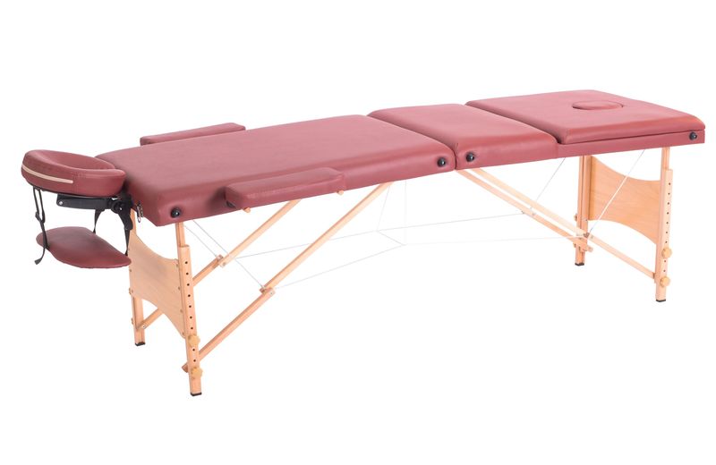 3 Section Wooden Premuim Massage Table Bed - Maroon