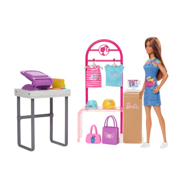 Barbie Make &amp; Sell Boutique Playset With Brunette Doll &amp; Accessories