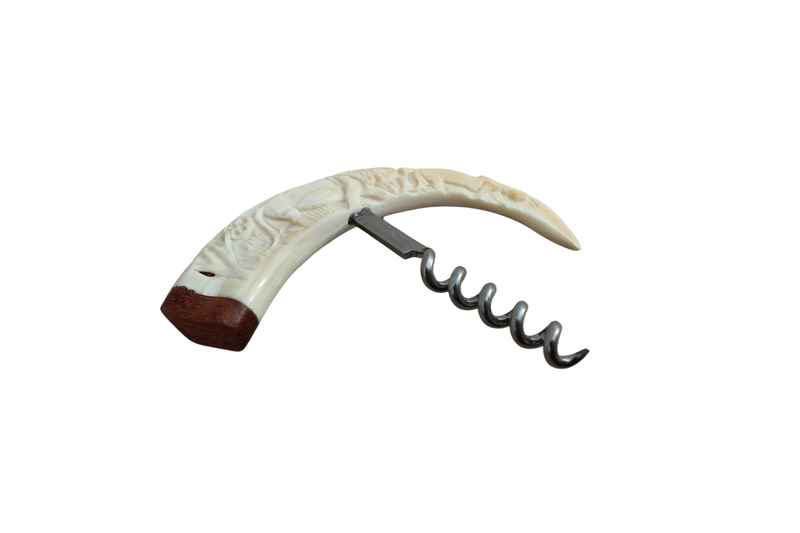 Shofar Factory - Engraved Warthog Tusk Wine Bottle Opener