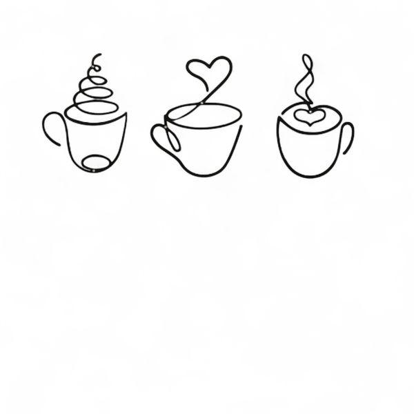 Modern Black Metal Coffee Cup Wall Hanging Art, Cafe Home Decor - 3 Piece