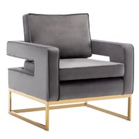 Hazlo Accent Modern Arm Chair Sofa Living Room Velvet Grey Gold Legs