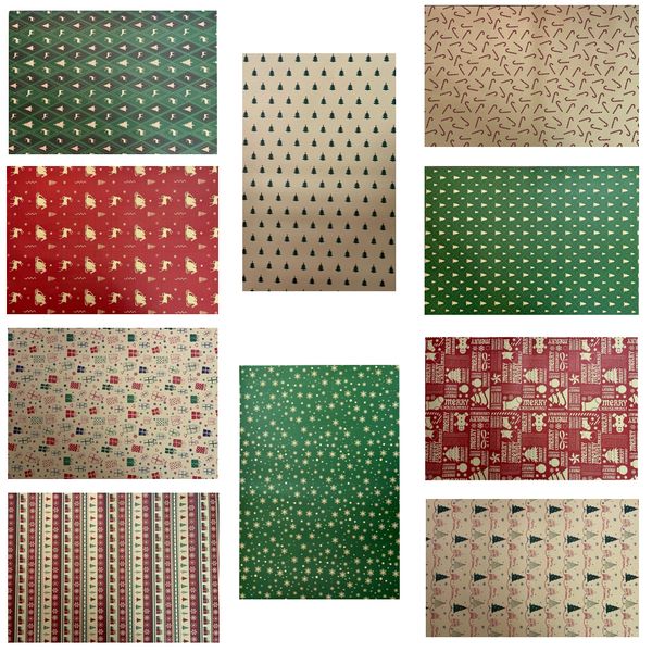Craft Jolly Christmas Gift Wrap Set Of 10 Squares Wrapping Paper (50x70cm)