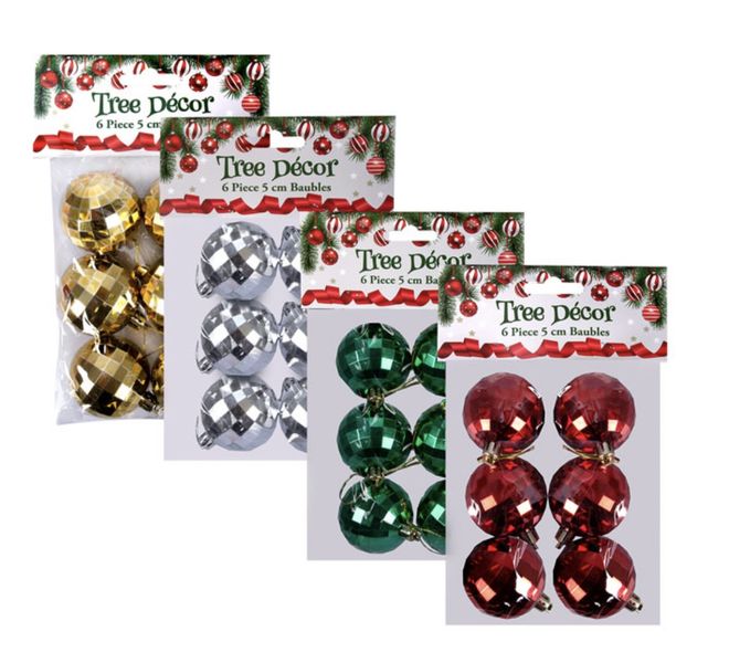 Christmas Baubles 6 Piece - Pack Of 4