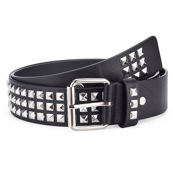 IPSTYLE Rivet Belt Metal Pyramid Belt Men &amp; Women Punk Hardware Jeans Belt