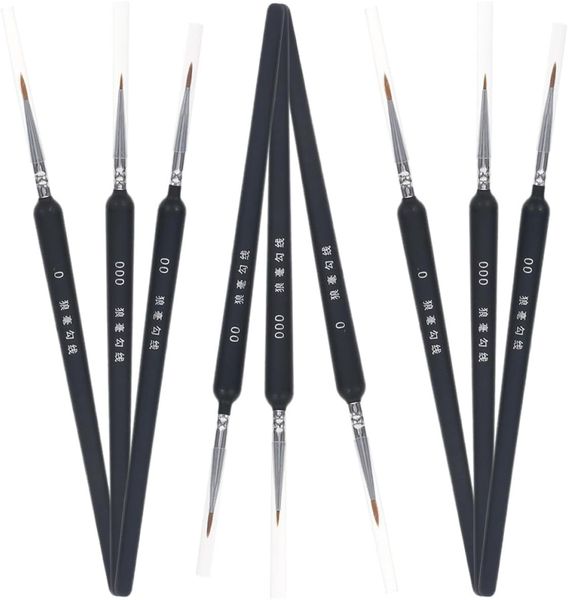 9pcs Wolf Hair Paint Brush Set, Portable Watercolor and Oil Painting